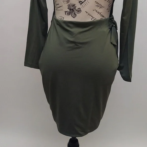 Cuty Fashion Ladies Slim Fit Olive Green Dress - Picture 6 of 9